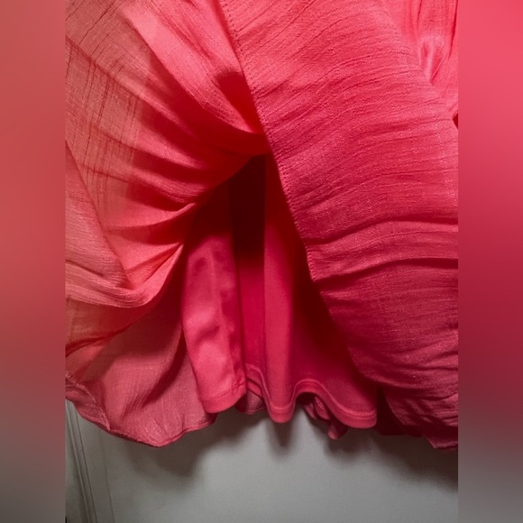 IZ Byer women’s sleeveless dress, keyhole size medium. Coral color. Linen - Picture 4 of 5